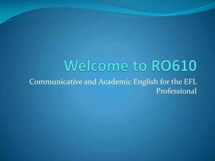 welcome to ro610