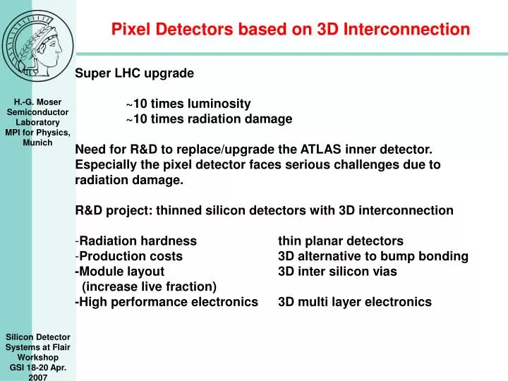 pixel detectors based on 3d interconnection