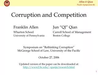 Corruption and Competition