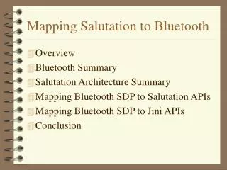 Mapping Salutation to Bluetooth