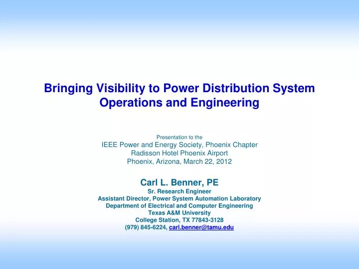 bringing visibility to power distribution system operations and engineering