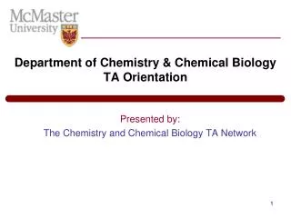 Department of Chemistry &amp; Chemical Biology TA Orientation