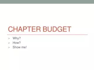 Chapter Budget