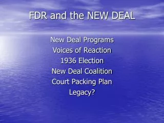 FDR and the NEW DEAL