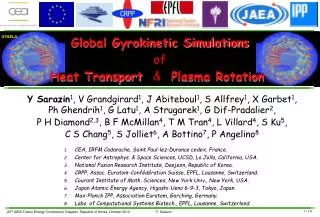 Global Gyrokinetic Simulations of Heat Transport &amp; Plasma Rotation