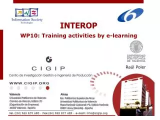 INTEROP WP10: Training activities by e-learning