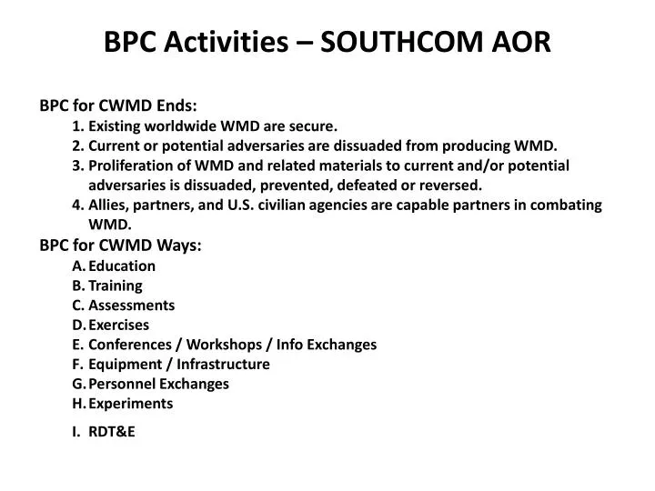 bpc activities southcom aor