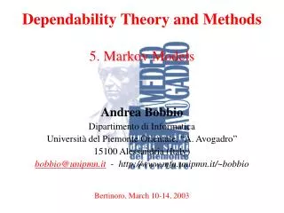 Dependability Theory and Methods 5. Markov Models