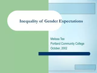 Inequality of Gender Expectations