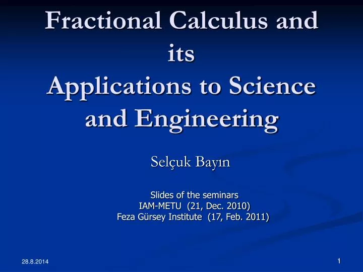 fractional calculus and its applications to science and engineering