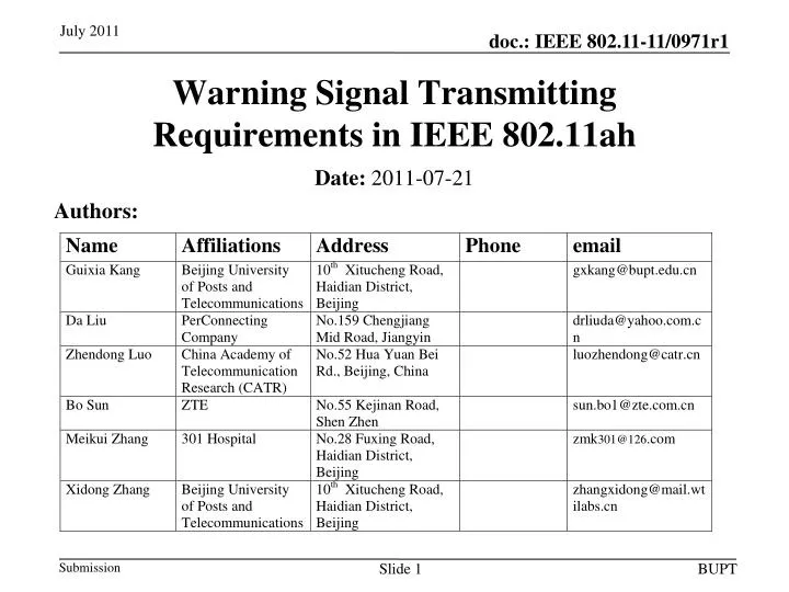 warning signal transmitting requirements in ieee 802 11ah
