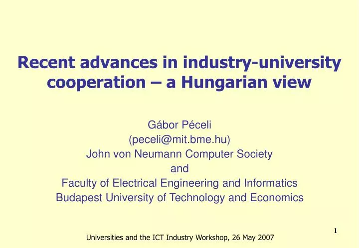 recent advances in industry university cooperation a hungarian view