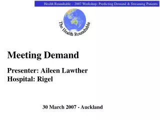 Meeting Demand Presenter: Aileen Lawther Hospital: Rigel
