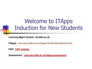 Welcome to ITApps Induction for New Students