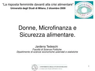 donne microfinanza e sicurezza alimentare