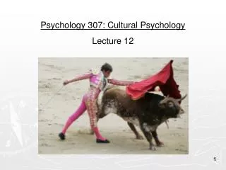 Psychology 307: Cultural Psychology Lecture 12