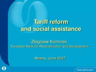 Tariff reform and social assistance