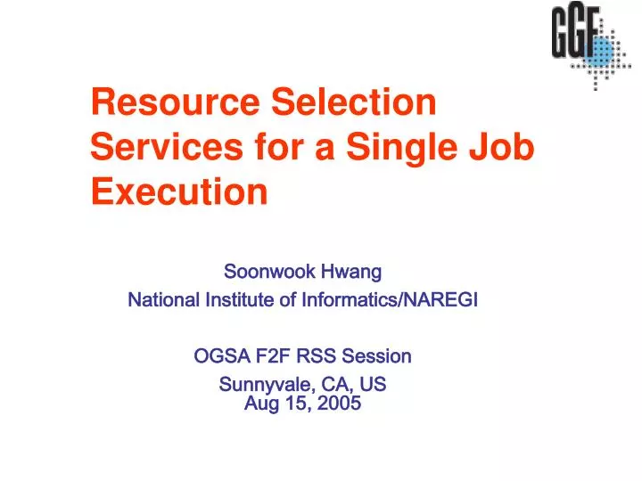 resource selection services for a single job execution