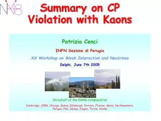 Summary on CP Violation with Kaons