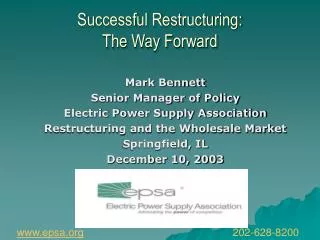 Successful Restructuring: The Way Forward