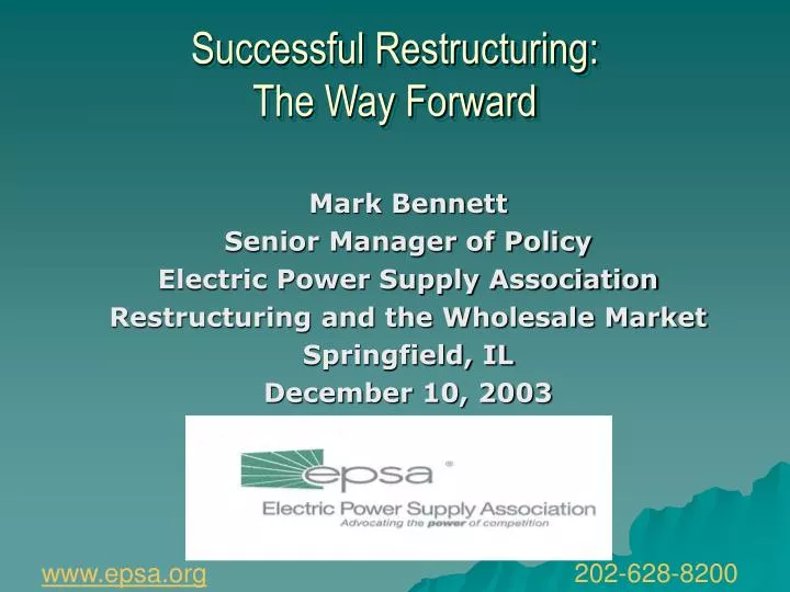 successful restructuring the way forward