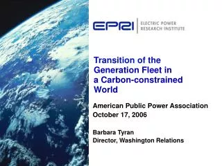 Transition of the Generation Fleet in a Carbon-constrained World