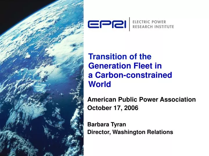 transition of the generation fleet in a carbon constrained world