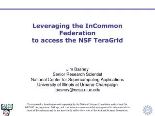 Leveraging the InCommon Federation to access the NSF TeraGrid