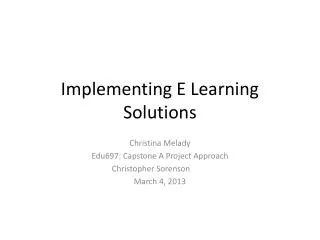 Implementing E Learning Solutions