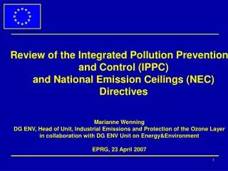 Thematic Strategy on Air Pollution (SO2, NOx, particulate matter, VOC, NH3)