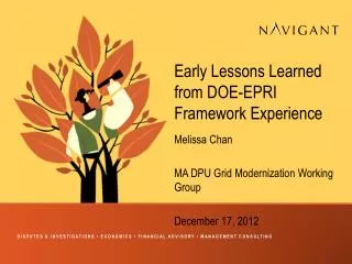 Early Lessons Learned from DOE-EPRI Framework Experience