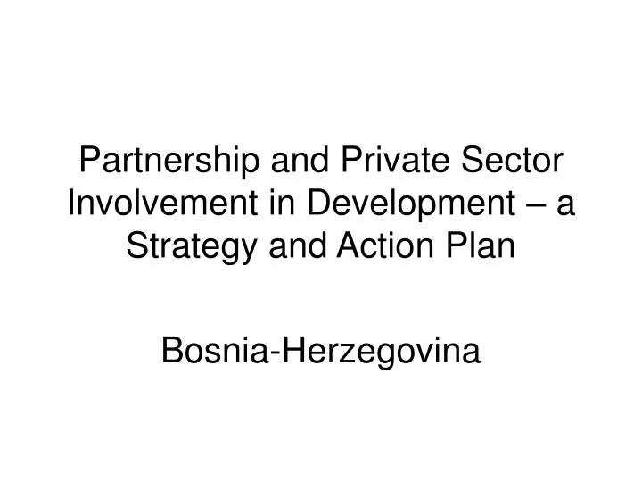 partnership and private sector involvement in development a strategy and action plan