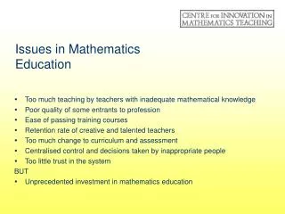 Issues in Mathematics Education