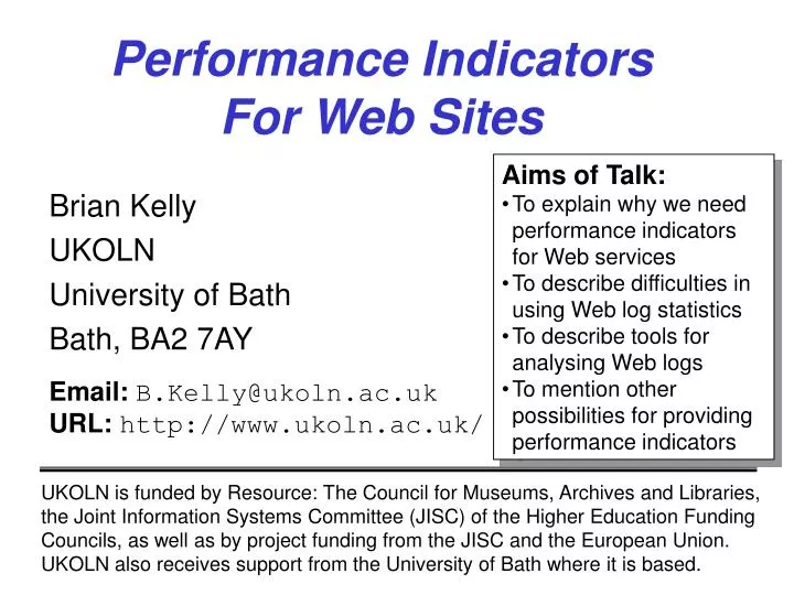 performance indicators for web sites