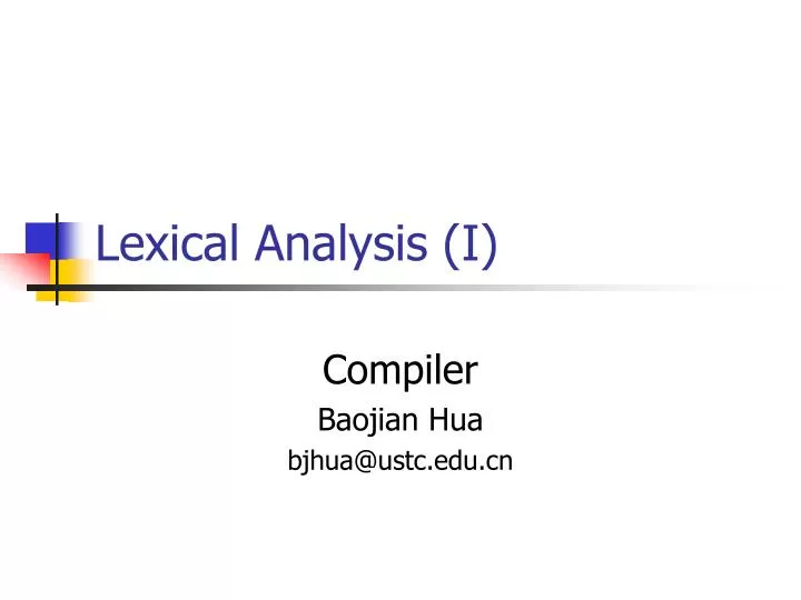 lexical analysis i