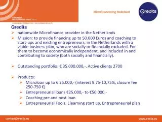 Qredits nationwide Microfinance provider in the Netherlands