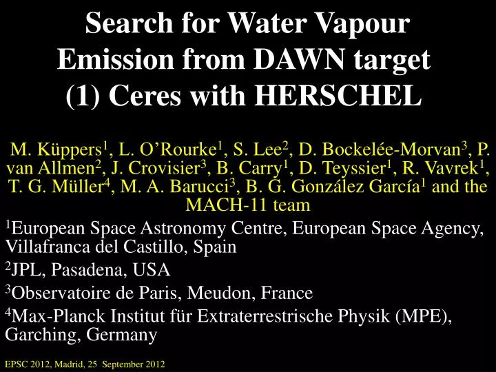 search for water vapour emission from dawn target 1 ceres with herschel