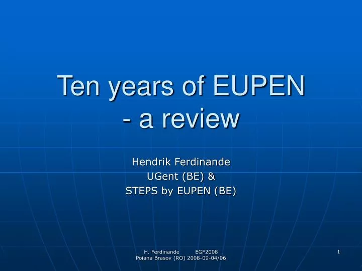 ten years of eupen a review