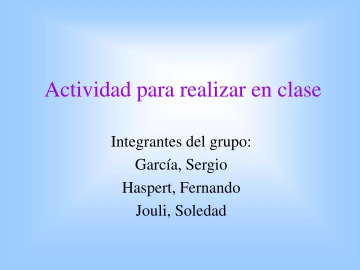 actividad para realizar en clase