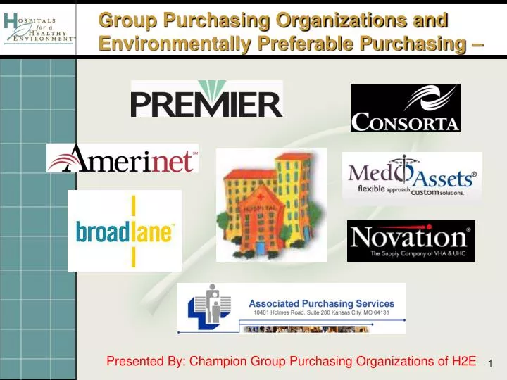 group purchasing organizations and environmentally preferable purchasing