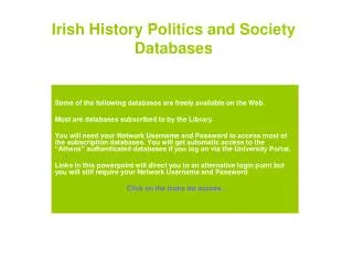 Irish History Politics and Society Databases