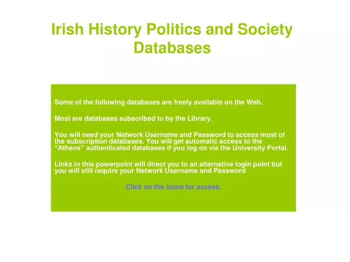 irish history politics and society databases