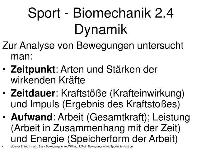 sport biomechanik 2 4 dynamik