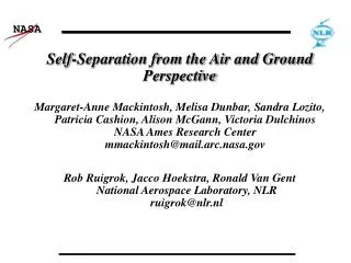 Self-Separation from the Air and Ground Perspective