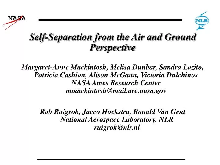 self separation from the air and ground perspective
