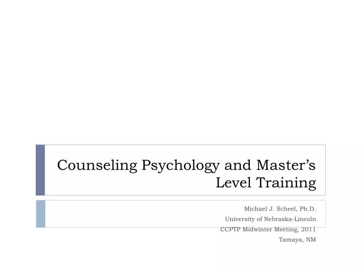 counseling psychology and master s level training