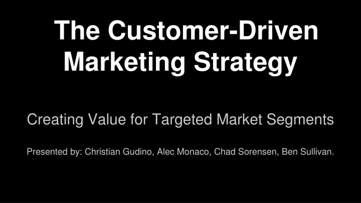 the customer driven marketing strategy