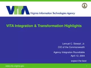 VITA Integration &amp; Transformation Highlights