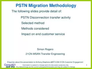 PSTN Migration Methodology