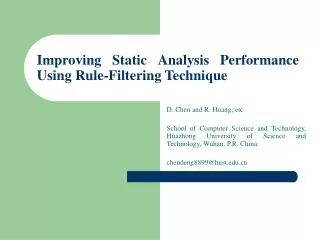 Improving Static Analysis Performance Using Rule-Filtering Technique